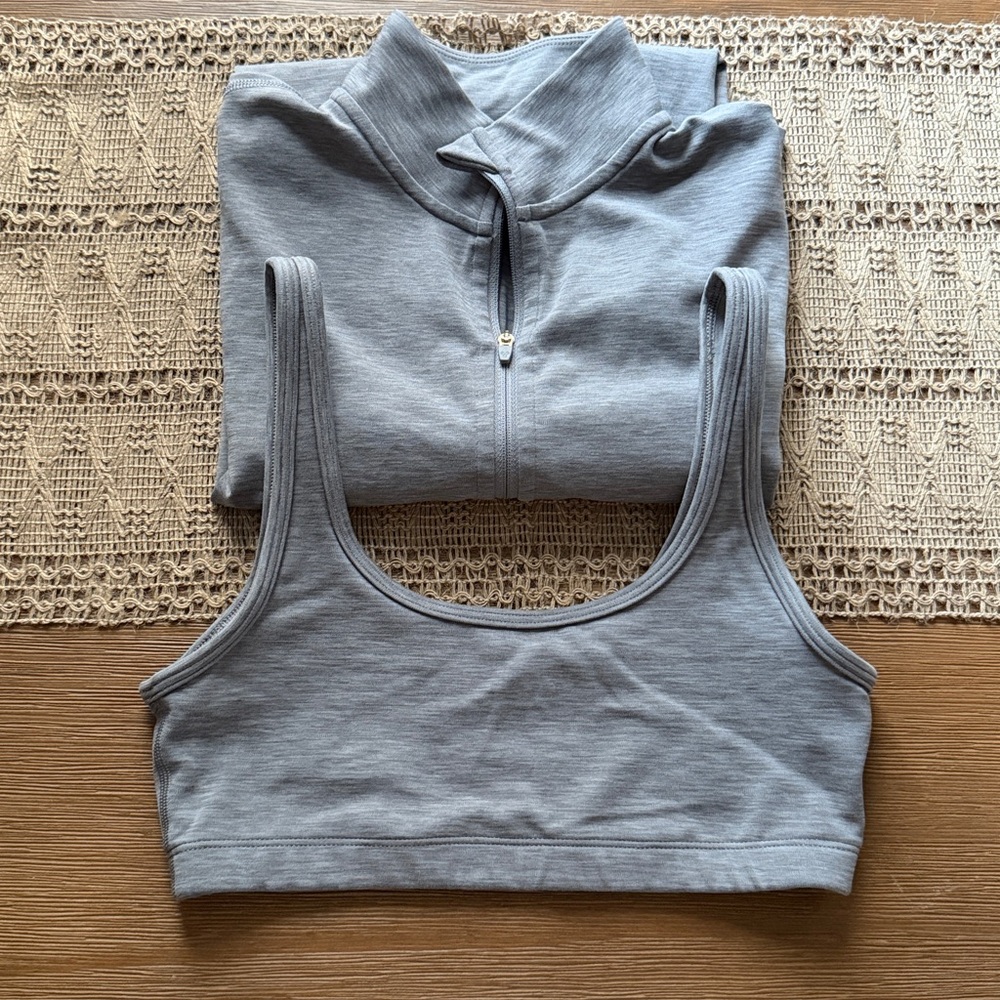 Heather Grey Zip Long-sleeve and Sports Bra XS